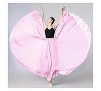 GBZIJIE Ballet Skirt Adult Elastic Degree Chiffon Skirt Ballet Belly Dance Women Gypsy Double-layer Long Skirts Dancer Practice Wear Stage Performance(Soft pink,L Length 95cm)
