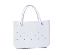 GBZIJIE Beach Bags for Women Sandproof Mini Childs Beach Rubber Tote Bags XL L M Size EVA Waterproof Summer Storage Basket Women Shopping Bag Kid(White,L)
