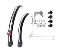 GBZIJIE Mud Guards For Mountain Bike,Bicycle Mudguards 20 Inch Folding Bike Mudguard Fender 2PCS Front Rear Cycling Mud Guard MTB Bicycle Wings With Light Accessories(D brake black silver)