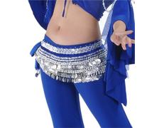 GBZIJIE Women's Belly Dance Skirt Soft Women Belly Dance Wave Shape Hip Scarf with Silver Coins Wrap Skirt Heavy Nosiy Dancing Waist Chain Costume Stage Show(Color-01)