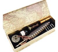 GC Calligraphy Pen Set- Luxury Dip pen Quill Pen and Ink Set with 5 nibs, pen holder, Seal Stamp and wax in gift box LL-66