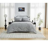 GC GAVENO CAVAILIA 10.5 Tog Double Duvet - Microfiber Quilt Wave Stitching, Down Alternative Comforter with Pillowcases - Reversible Coverless Duvet - Warm Bedding - (200x200cm), Black/Grey