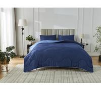 GC GAVENO CAVAILIA 10.5 Tog Double Duvet - Microfiber Quilt Wave Stitching, Down Alternative Comforter with Pillowcases - Reversible Coverless Duvet - Warm Bedding - (200x200cm), Navy/Blue