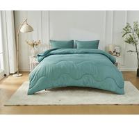 GC GAVENO CAVAILIA 10.5 Tog Double Duvet - Microfiber Quilt Wave Stitching, Down Alternative Comforter with Pillowcases - Reversible Coverless Duvet - Warm Bedding - (200x200cm), Green/Dark Green