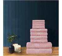 GC GAVENO CAVAILIA 10 Pcs Bathroom Towel Bale Set 100% Egyptian Cotton, Super Absorbent Striped Quick Dry Towels Set, Blush Pink