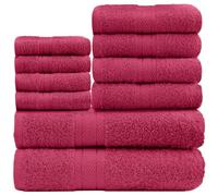 GC GAVENO CAVAILIA 10 Piece Towel Bale Set | Quick Drying Cotton Towel Highly Absorbent 450 GSM Deep Red Towels Set | Bathroom Towels Bale Set 4x Face 4x Hand 2x Bath Towels