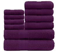 GC GAVENO CAVAILIA 10 Piece Towel Bale Set | Quick Drying Cotton Towel Highly Absorbent 450 GSM Purple Towels Set | Bathroom Towels Bale Set 4x Face 4x Hand 2x Bath Towels