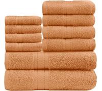 GC GAVENO CAVAILIA 10-Piece Towel Bale Set - Soft & Absorbent 450 GSM Bathroom Towels - Includes 2 Bath Towels, 4 Hand Towels, 4 Face Cloths - Premium Quality, Machine Washable - Peach