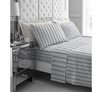 GC GAVENO CAVAILIA 100% Brushed Cotton Fitted Sheets, Flat Sheet & Pillowcases - 4 Piece Flannelette Bedding Double Bed Sheets - Warm, Easy Care, Thermal Flannel Sheets - Easycare - Wrinkle Resistant