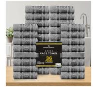 GC GAVENO CAVAILIA 100% Cotton Face Cloths Towels | Ultra-Soft 36 Pack Flannel Face Cloth for Makeup Removal & Skincare | Reusable Wash Cloths |Durable Face Towels for Hotel, Gym 33x33cm, Charcoal