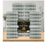 GC GAVENO CAVAILIA 100% Cotton Face Cloths Towels | Ultra-Soft 36 Pack Flannel Face Cloth for Makeup Removal & Skincare | Reusable Wash Cloths |Durable Face Towels for Hotel, Spa, Gym 33x33cm, Silver