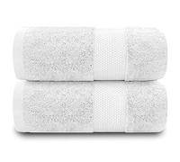 GC GAVENO CAVAILIA 100% Egyptian Cotton Bath Towels Washcloths For Body, 700 GSM Bath Towels Set of 2, Quick Drying Soft Bath Towels, Highly Absorbent Cheap Budget Towels, White