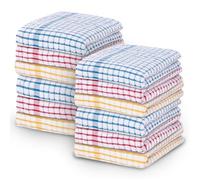 GC GAVENO CAVAILIA 12 Pack Darlington Multi Check Kitchen Cloth Tea Towels 45 x 65 Cm 70% Cotton, 30% Polyester Quick Drying Absorbent Towels
