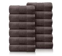 GC GAVENO CAVAILIA 12 Pack Face Towels Set (30x30 CM) - Cotton Face Cloths - Quick Drying & Highly Absorbent Fingertip Towel Washcloth For Bathroom, Spa, Gym Towels - Walnut