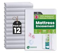 GC GAVENO CAVAILIA 12 Pack Mattress Encasement Double Bed | 30cm Deep Waterproof Mattress Protector | Anti-Allergy Zipped Mattress Cover | Bed Bug Dust Mite Proof | Double Mattress Protector | White