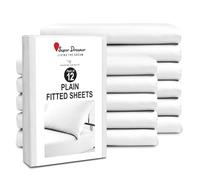 GC GAVENO CAVAILIA 12 Piece Fitted Sheets - Single Bed (91x190cm) - Bedding Sheets - Plain Dyed Microfiber Bedsheet Pack of 12-25cm Deep Pocket (10") - Easy Care Wrinkle & Fade Resistant - White