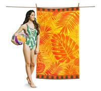 GC GAVENO CAVAILIA 1Pack 500 GSM Beach Towels For Adult, Lightweight & Super Absorbent Quick Dry Towels, Pool Towel, Camping Large Towel, Tropical Leaf Pattern Extra Large Beach Towels For Adult