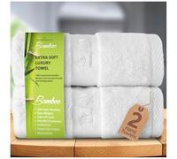 GC GAVENO CAVAILIA 2 Pack 60% Bamboo 40% Cotton Towel Set | 550 GSM Quick Dry Reusable Hand Towels | Super Absorbent Gym Spa Sauna Towel | White 50x80 Cm