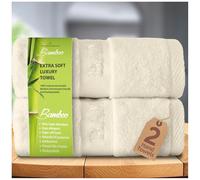 GC GAVENO CAVAILIA 2 Pack 60% Bamboo 40% Cotton Towel Set | 550 GSM Quick Dry Reusable Hand Towels | Super Absorbent Gym Spa Sauna Towel | Bone 50x80 Cm