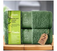 GC GAVENO CAVAILIA 2 Pack 60% Bamboo 40% Cotton Towel Set | 550 GSM Quick Dry Reusable Hand Towels | Super Absorbent Gym Spa Sauna Towel | Green 50x80 Cm