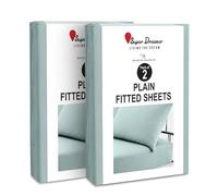 GC GAVENO CAVAILIA 2 Pack Fitted Sheet King Size - Deep Pocket 25cm - Microfiber Bed Sheet (152x203 cm) - Wrinkle & Fade Resistant - Elastic Corners - Breathable & Easycare Bottom Sheet - Duck Egg