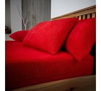 GC GAVENO CAVAILIA 2 Pack Teddy Fleece Pillow Cases - 100% Polyester Thermal Warm & Cozy Pair of Soft Fluffy Plain Fleece Pillow Cases - Red