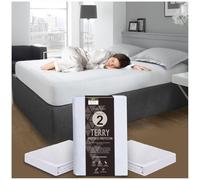 GC GAVENO CAVAILIA 2-Pack Terry Towelling Mattress Protector - Anti-Bacterial 4ft Mattress Protector 30cm - Waterproof Mattress Cover ( 190 x 122cm) - 4ft Bed Mattress Protectors - White