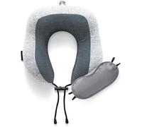 GC GAVENO CAVAILIA 2-Pack Travel Pillow Set for Neck Support | Memory Foam Neck Pillows with Removable Covers & Eye Masks | Adjustable Airplane pillow Best For Couple, Car, Train, Bus, Navy/Grey