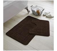 GC GAVENO CAVAILIA 2 Piece Washable Bathroom Mat, Extra Absorbent Anti Slip Bath Mats, Super Soft Toilet Rugs Set, Choco, (50x80, 50x40 cm), Refular