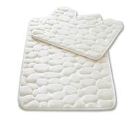 GC GAVENO CAVAILIA 2 Pieces Memory Foam Bath & Pedestal Mat Set, Cream | Pebble Stone Design, Quick Dry, Non Slip Backing, Ultra Absorbent, Hypoallergenic, Machine Washable