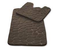 GC GAVENO CAVAILIA 2 Pieces Memory Foam Bath & Pedestal Mat Set, Natural | Pebble Stone Design, Quick Dry, Non Slip Backing, Ultra Absorbent, Hypoallergenic, Machine Washable