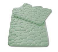 GC GAVENO CAVAILIA 2 Pieces Memory Foam Bath & Pedestal Mat Set, Sage Green | Pebble Stone Design, Quick Dry, Non Slip Backing, Ultra Absorbent, Hypoallergenic, Machine Washable