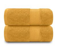 GC GAVENO CAVAILIA 2 Pk Extra Large Beach Towels, 700 GSM Towels Egyptian Cotton Bath Sheets Set of 2, Quick Dry Super Absorbent Cloth Bath Sheet Holiday Shower Towel, Ochre