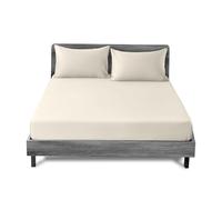 GC GAVENO CAVAILIA 200 Thread Count Double Bed Sheets Fitted- 100% Egyptian Cotton Fitted Sheet- Easy Care Bottom Sheet- Cream