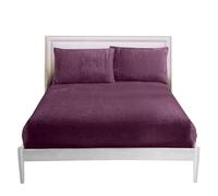 GC GAVENO CAVAILIA 25cm Deep Fleece Fitted Sheet Super King - Soft 100% Polyester Teddy Bear Bedding - Warm & Cozy Elastic Corner Bottom Sheets Purple - Fluffy Super King-Size Bed Sheet, 182x203cm