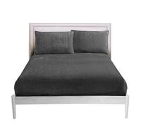 GC GAVENO CAVAILIA 25cm Deep Fleece Fitted Sheet Super King - Soft 100% Polyester Teddy Bear Bedding - Warm & Cozy Elastic Corner Bottom Sheets Charcoal - Fluffy Super King-Size Bed Sheet, 182x203cm