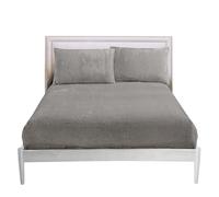 GC GAVENO CAVAILIA 25cm Deep Fleece Fitted Sheet Super King - Soft 100% Polyester Teddy Bear Bedding - Warm & Cozy Elastic Corner Bottom Sheets Silver - Fluffy Super King-Size Bed Sheet, 182x203cm