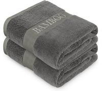 Gc Gaveno Cavailia 2Pk Bamboo Bath Towel 70X120 Charcoal Quick Drying 500 Gsm Bath Towels Large Set Of 2 For Spa Hotel Towel
