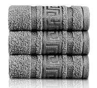 GC GAVENO CAVAILIA 3 Pack Greek Hand Towels - 100% Egyptian Cotton Quick Dry Towel (50x90 cm) - Highly Absorbent Bathroom Hand Towel Set - 550 GSM Towels for Hotel Gym Travel & Skin Friendly,Charcoal