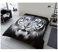 GC GAVENO CAVAILIA 3D Soft Fluffy Tiger Face White Blanket Soft Bed Throw, Warm & Cosy Large Sofa Bed Chair Cuddly Blanket Couch Throws, 200x240 CM
