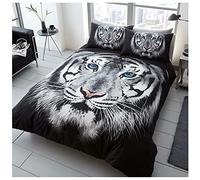 GC GAVENO CAVAILIA 3D TIGER FACE Set with Duvet Cover and Pillow Case, 100% Polyester, WHITE, King