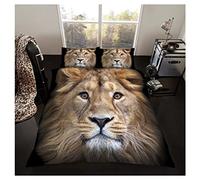 GC GAVENO CAVAILIA 3D Wildlife Animal Printed Bedding Sets King Size, Breathable Lion Face Jungle Bedding Sets, 3 Pieces Lion Duvet Cover With Pillowcases, Multi
