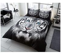 GC GAVENO CAVAILIA 3D Wildlife Breathable Tiger Face Jungle Bedding, Soft 100% Polyester Tiger Single Duvet Cover Set, 2 Piece Animal Printed Bedding With Pillowcase, Multi