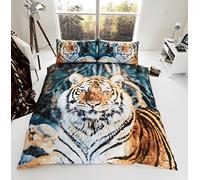 GC GAVENO CAVAILIA 3D WILDLIFE BROWN TIGER Bed Set with Duvet Cover and Pillow Case, 100% Polyester, Multi, Double