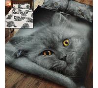 GC GAVENO CAVAILIA 3D WILDLIFE CAT Bed Set with Duvet Cover and Pillow Case, Polyester-Cotton, Multi, Double