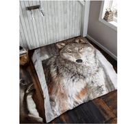 GC GAVENO CAVAILIA Super Soft Faux Fur 3D Wildlife WOLF Fleece Throw Blanket, 150 x 200 Cm, Polyester, Double, Grey 150 x 200 Cm