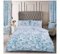 GC GAVENO CAVAILIA 3Pcs Rose Floral Duck Egg Bedding Sets, Vintage Floral Duvet Cover Set, Reversible Polycotton Quilt Bed Set