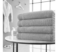 GC GAVENO CAVAILIA Large Towels Bath Sheet, Highly Absorbent Egyptian Cotton Towel Set, 4 Pack Extra Soft Large Bath Towel Silver, Quick Dry Bath Sheets, 450 GSM Washable Towels, 75X135 Cm