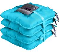 Gc Gaveno Cavailia 4 Pcs Seat Cushions For Dining Chairs Garden Indoor/outdoor Kitchen Chair Cushions With Ties 40X40Cm Teal