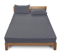 GC GAVENO CAVAILIA 40Cm Deep Quilted Mattress Protector | Extra Soft Polycotton Cover, Thick Polyester Filling Elasticated Corners for a Secure Fit | Machine Washable | Charcoal | Single 90x190 Cm